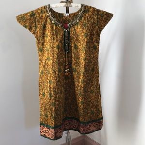 Tunic shirt India Costume Halloween Ethnic beaded Bollywood brown NWT Kurta